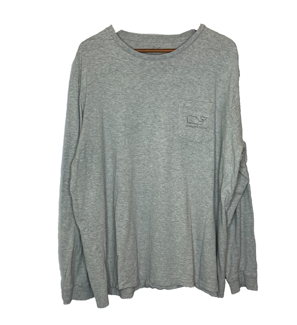Men's XXL Vineyard Vines Gray 100% Cotton Long Sleeve Logo T-Shirt